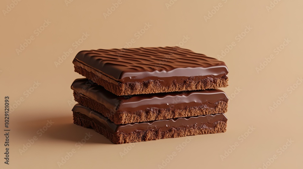 A chocolate wafer block broken into halves, showing its crispy layers and smooth chocolate filling. A chocolate wafer block broken into halves, showing its crispy layers and smooth chocolate filling.