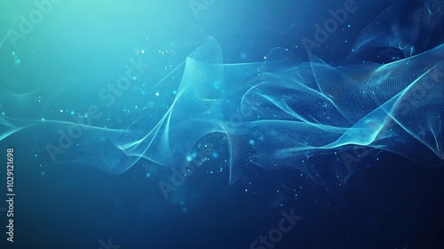 Abstract tech background with vibrant blue data particles and subtle connections, creating a futuristic look