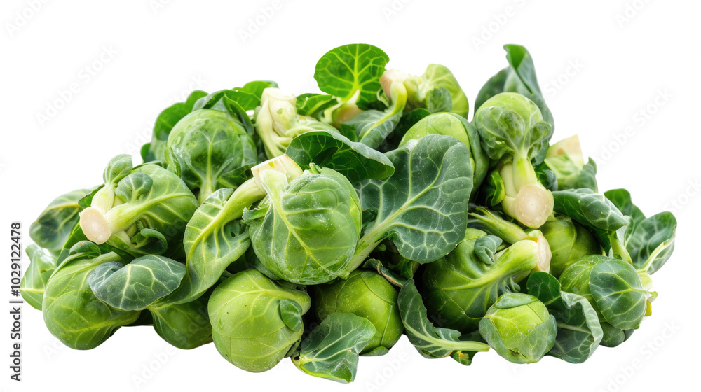 Fresh Green Brussels Sprouts Isolated on White Background for Healthy Eating and Organic Food Concepts