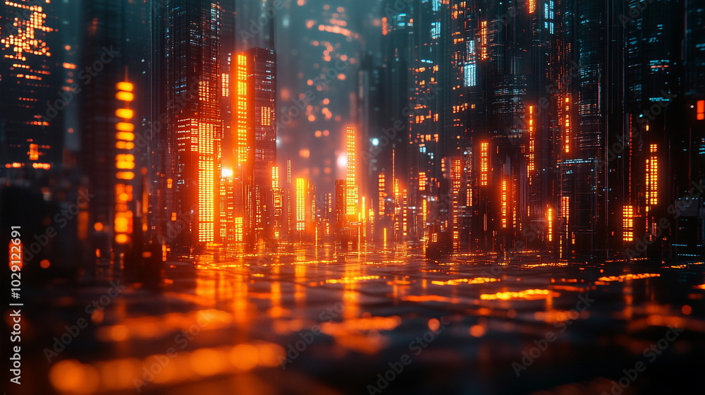 Fototapeta premium Energy Networks Merging with Digital Market Signals