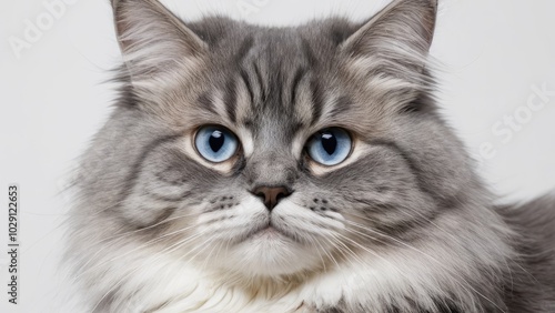 Wallpaper Mural Portrait of Blue siberian cat on grey background Torontodigital.ca