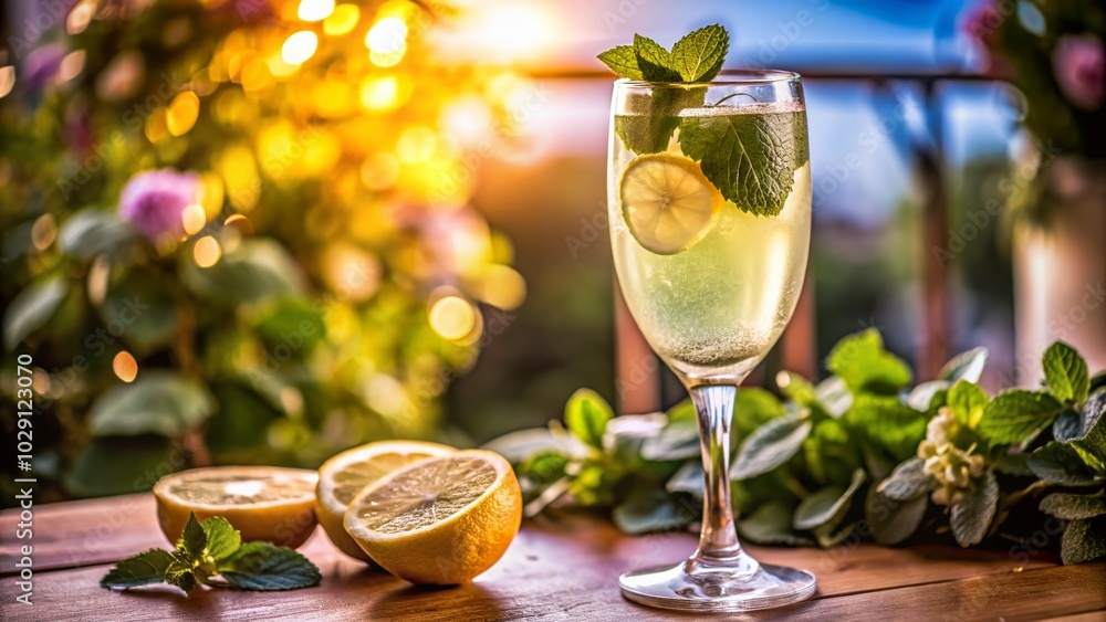 Refreshing Lemonade Champagne Cocktail with Mint and Lemon for Summer Parties Refreshing Lemonade Champagne Cocktail with Mint and Lemon for Summer Parties