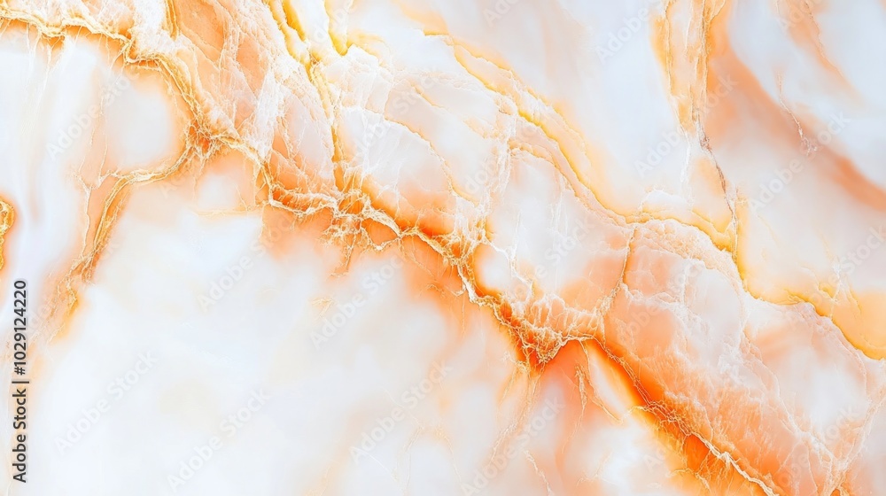 Fototapeta premium Marble with a soft off-white color and golden orange accents.