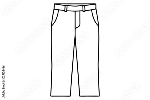 Chinos Line Art Illustration of Neatly Ironed Pants with Pockets