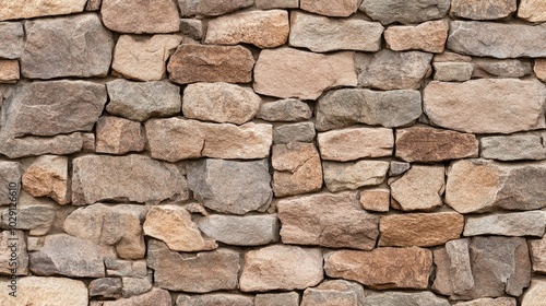 This seamless texture showcases a brown rock wall featuring weathered stones of various sizes and chipped edges, ideal for realistic design applications or backgrounds