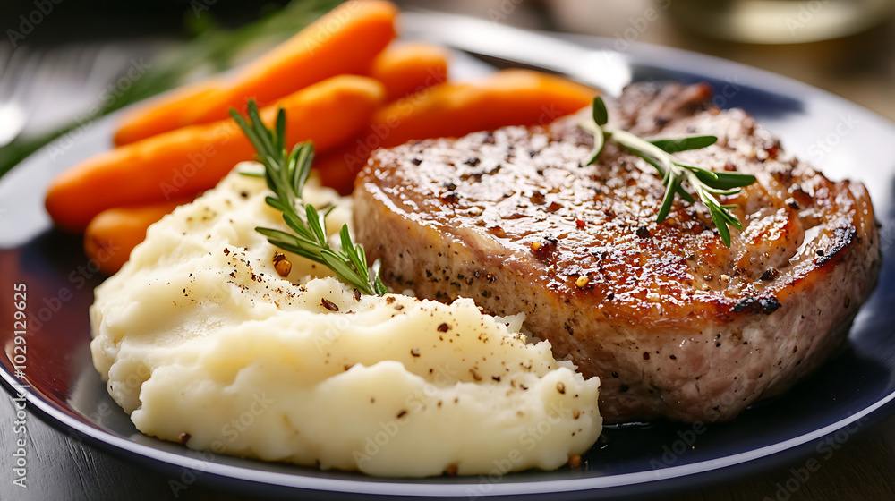 plate of meat with a side of mashed potatoes and vegetables plate of meat with a side of mashed potatoes and vegetables
