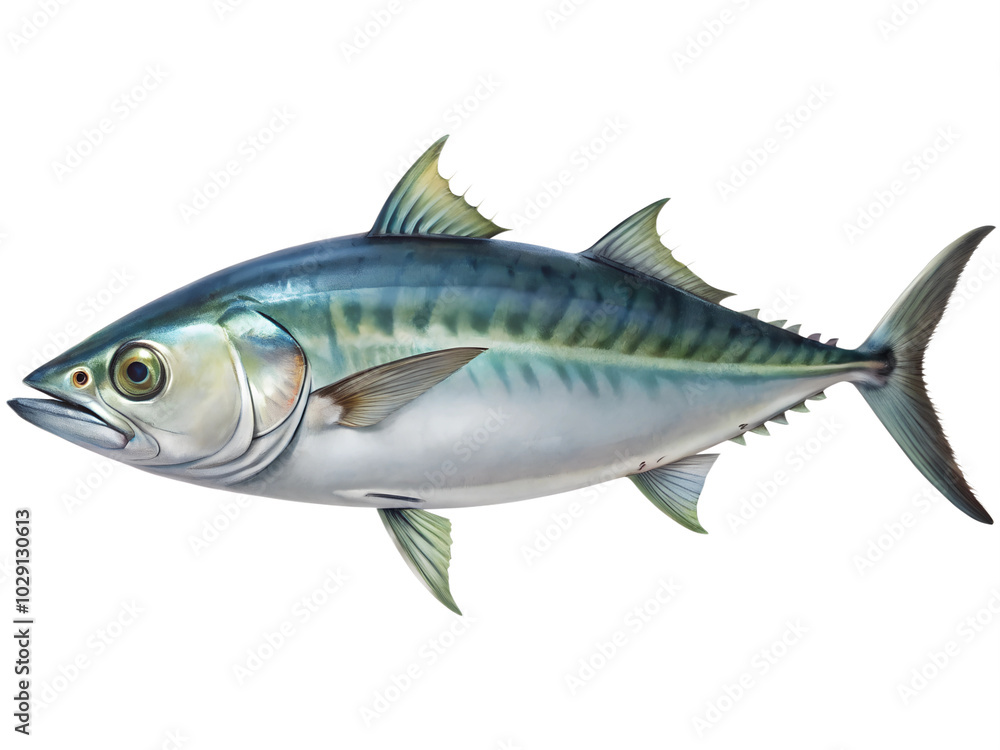 Fototapeta premium Kingfish (King Mackerel) (fish) swimming, isolated on a transparent background