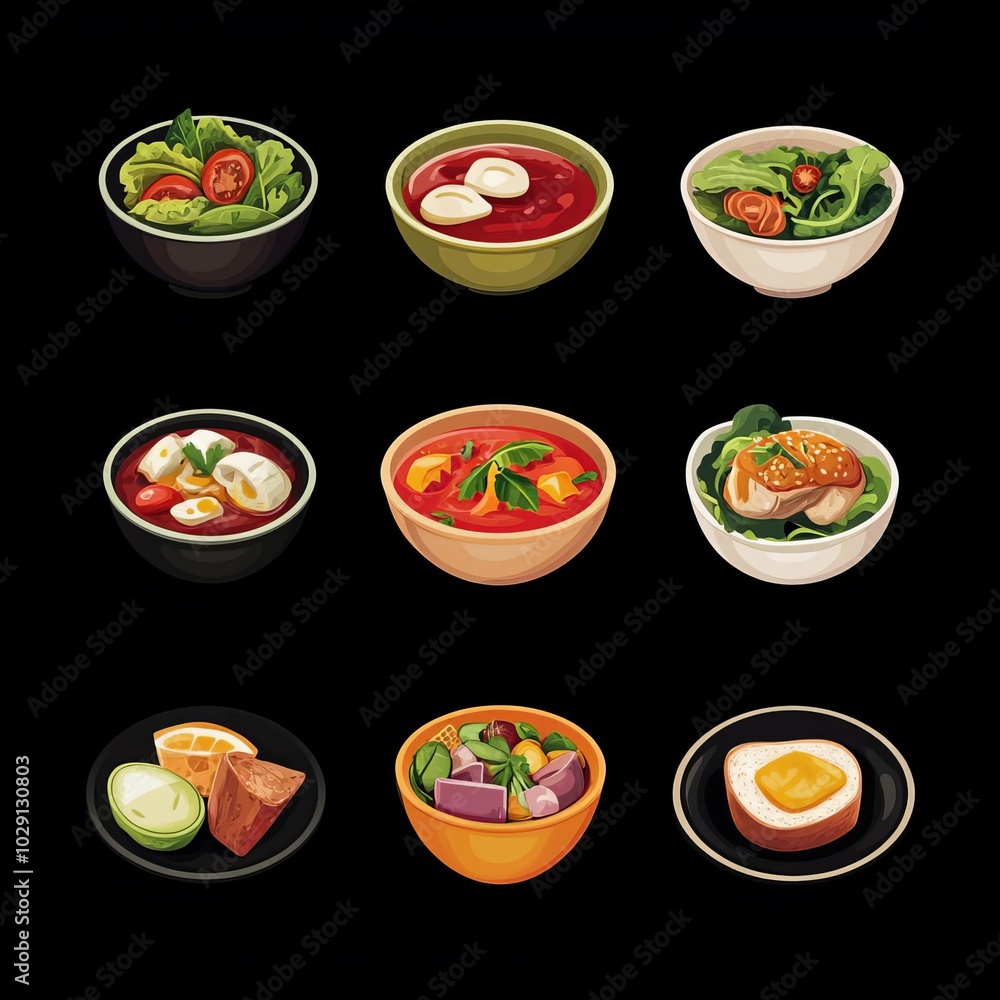 a brand set of icon vegetables on a black background a brand set of icon vegetables on a black background