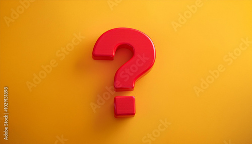 Question mark on yellow background. 3D rendering. FAQ and QA. Problem solution.