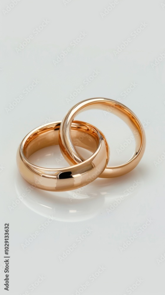 Pair of gold wedding rings, white background, 4K hyperrealistic photo Pair of gold wedding rings, white background, 4K hyperrealistic photo