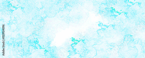Abstract blue marble frozen ice textured creative aquarelle paint light sky blue color hand drawn frame marble illustration art design. Blue and white color frozen ice surface background.
