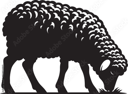 black sheep eating grass silhouette clip art preview