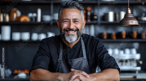 Wallpaper Mural Happy real estate agent using laptop in cafe setting. Torontodigital.ca
