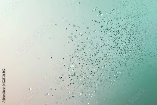 Abstract Silver Confetti on a Pale Green Gradient Background