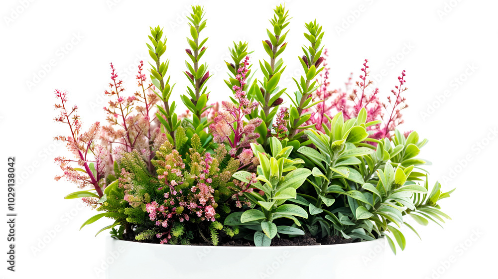 Herb Garden Isolated On White Background ,A bunch of plants that are in the grass Herb Garden Isolated On White Background ,A bunch of plants that are in the grass