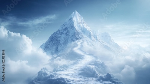 Wallpaper Mural Mountain path visualization of a strategic roadmap, symbolizing business goals and obstacles, with the peak as the ultimate achievement Torontodigital.ca