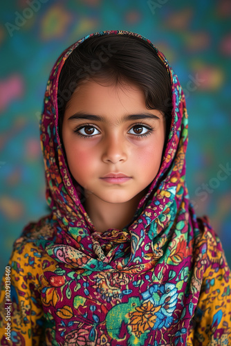 Portrait of a cute little Indian girl in her traditional attire