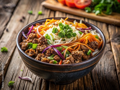 Savor the flavor of this Eggroll in a Bowl featuring coleslaw and ground beef—an easy and delicious Asian fusion dish perfect for any meal.