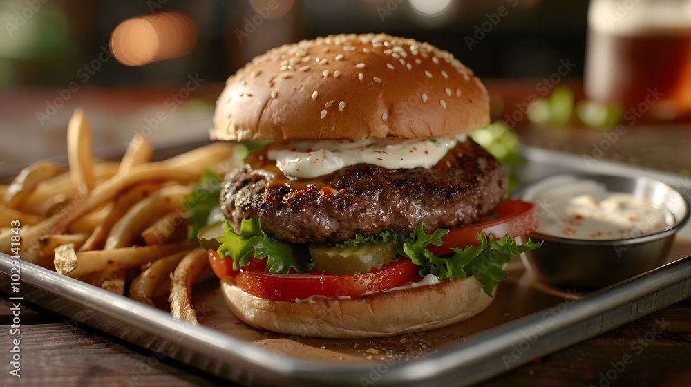 Juicy Cheeseburger with Fries Juicy Cheeseburger with Fries