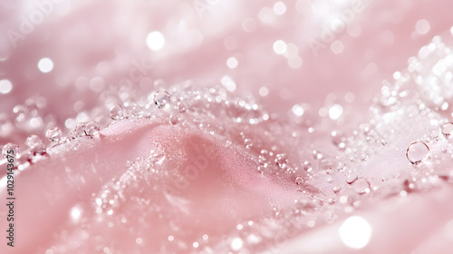 Detailed High-Resolution Macro Image of Silky Smooth Pale Pink Cosmetic Texture with Transparent Grains