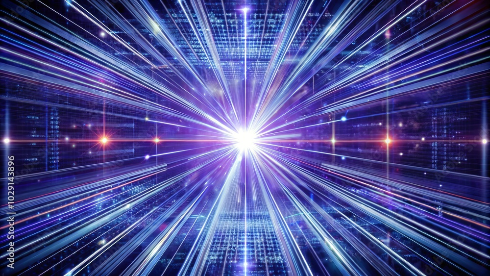 Obraz premium Abstract vector illustration depicting futuristic energy technology concepts through dynamic light rays and lines.