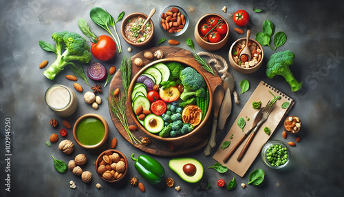 Wallpaper Mural Fresh Salad with Avocado and Herbs Torontodigital.ca