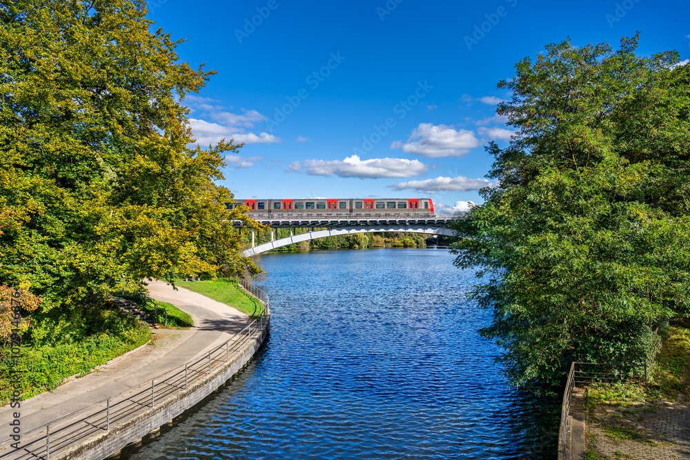 Fototapeta premium Hamburg, Germany. The lake 
