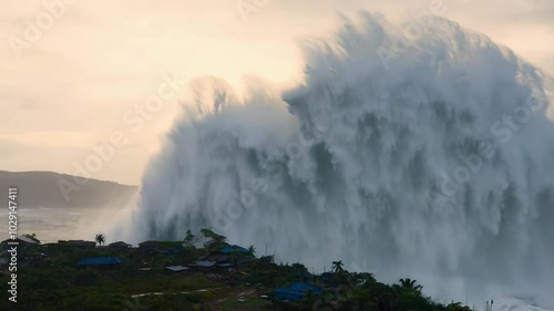 Huge tsunami approaches coast