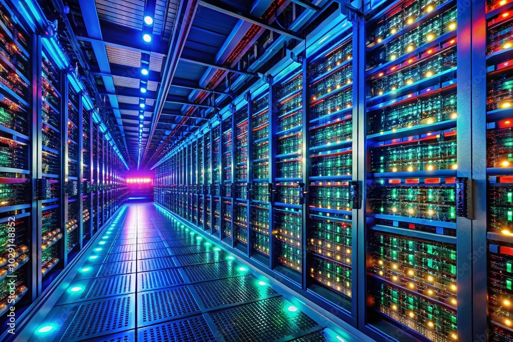 Seamless Pattern of Server Data Center with High Depth of Field for Technology Visuals Seamless Pattern of Server Data Center with High Depth of Field for Technology Visuals