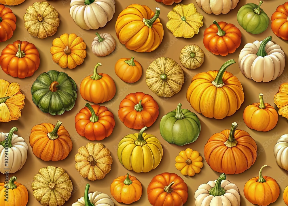 Seamless Pumpkin Pattern in Flat Style for Fall Decor and Seasonal Design Seamless Pumpkin Pattern in Flat Style for Fall Decor and Seasonal Design