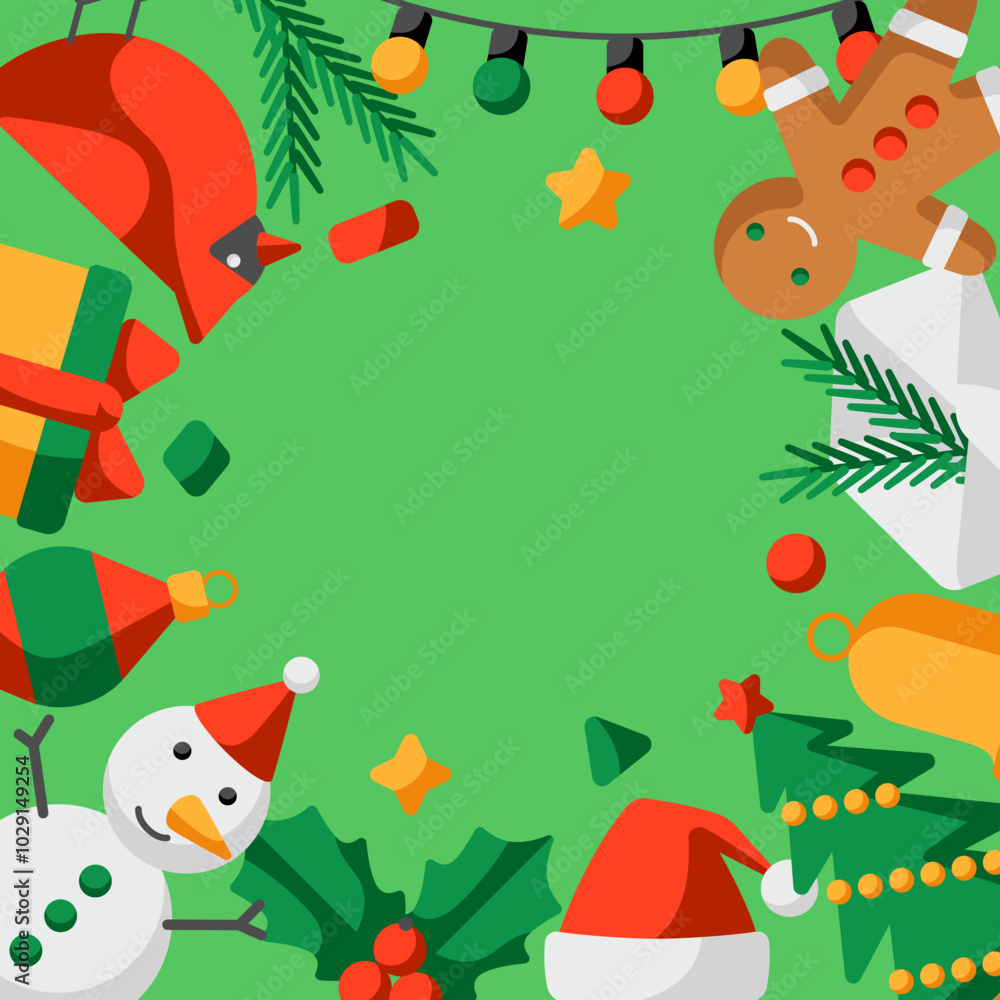 Merry Christmas frame. Holiday illustration in cartoon style. Merry Christmas frame. Holiday illustration in cartoon style.