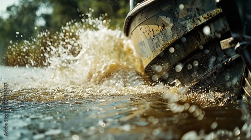 Swamp boat propeller in motion