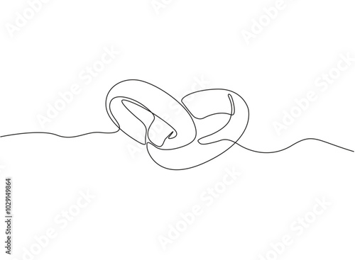 Wedding ring line drawing continuous line art vector illustration
