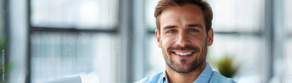 Obraz premium Man with business folder, white background, corporate planning