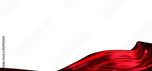 Abstract red cloth falling. Satin fabric flying in the wind