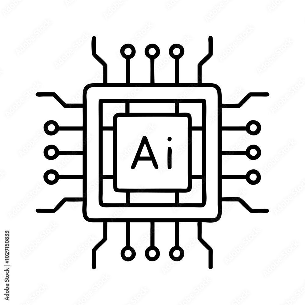 vector silhouette of Ai chip icon isolated white background vector silhouette of Ai chip icon isolated white background