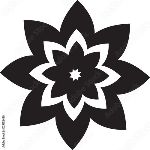 Outline floral icons. Set of outline flower icons with black thin line isolated on white background. Line art flowers illustration, simple geometric symbols, abstract petal signs.
