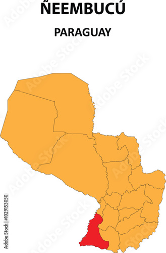 Ñeembucú Map is highlighted on the Paraguay map with detailed state and region outlines.