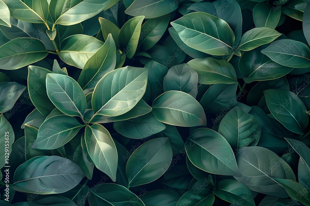 A close up of a bunch of green leaves A close up of a bunch of green leaves