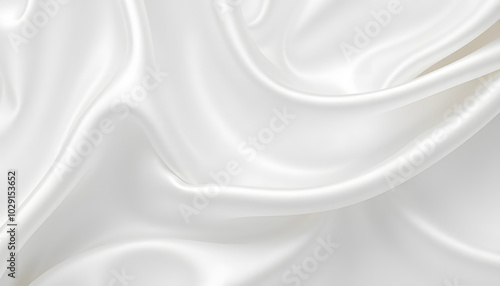 Close-up of Smooth White Silk Fabric Background isolated with white highlights, png