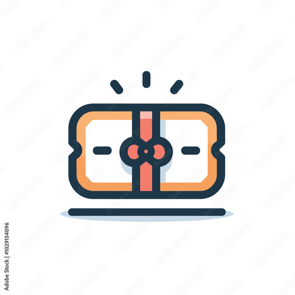 Colorful gift voucher icon with ribbon on white background Colorful gift voucher icon with ribbon on white background