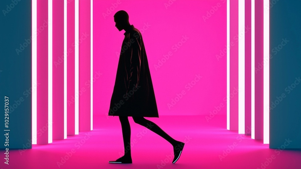 Striking Neon Silhouette: A Dance of Colors and Shadows in Modern Art Striking Neon Silhouette: A Dance of Colors and Shadows in Modern Art