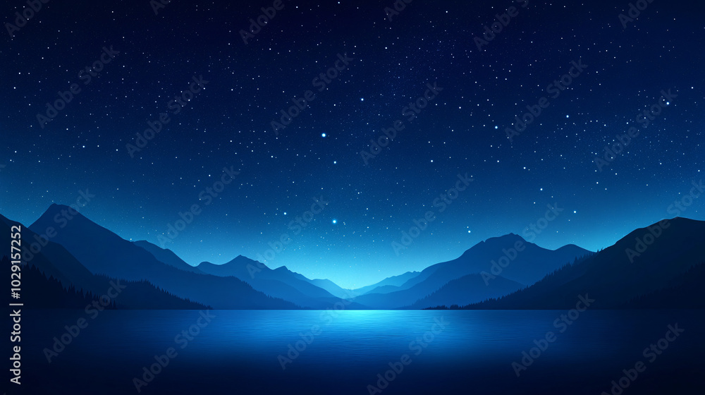 Starry Night Over Mountains and Lake Starry Night Over Mountains and Lake