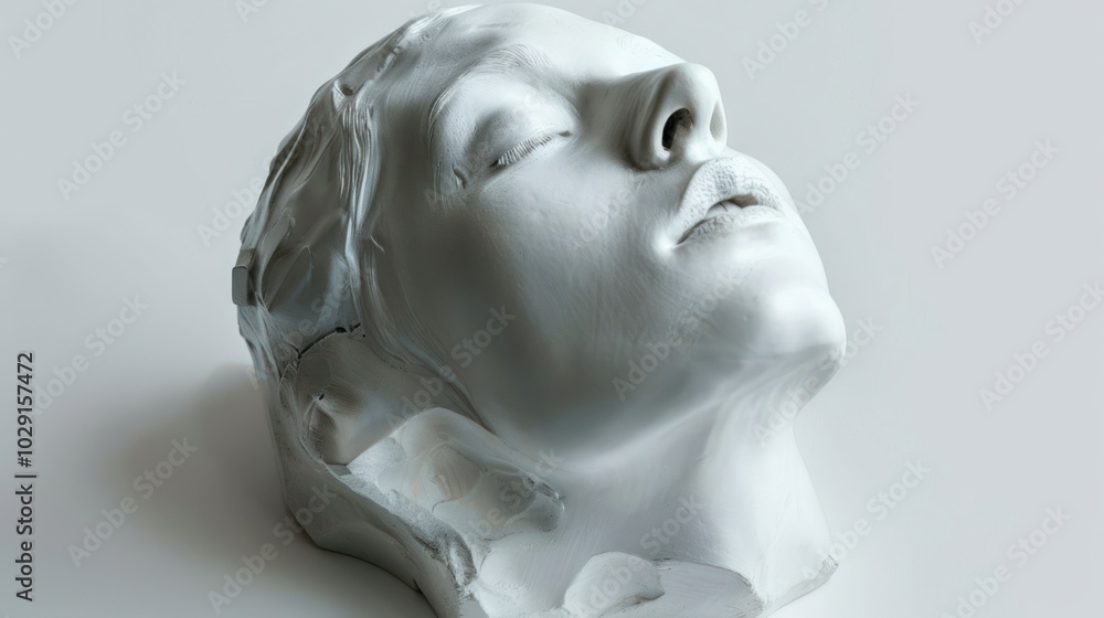 Last Breath, a beautiful sculpture of a woman's head against a white background Last Breath, a beautiful sculpture of a woman's head against a white background