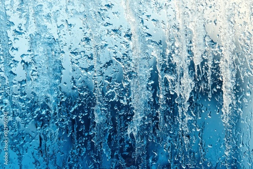 Abstract Ice Formations on a Glass Surface photo