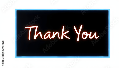 message thank you on a display screen. concept of thank you business, appreciation and gratitude, congratulations, presentation from technology digital isolated with white highlights, png photo