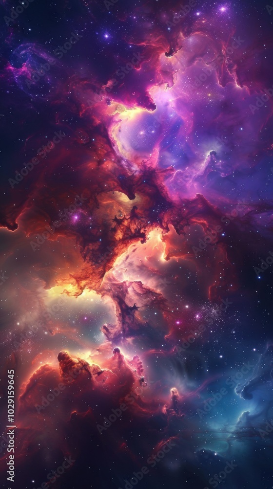 Obraz premium Colorful nebula in deep space, 4K hyperrealistic photo