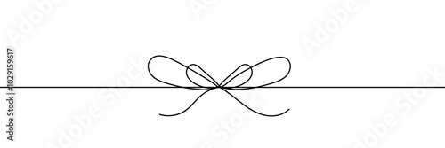 Continuous line drawing of decorative ribbon bow. editable line. Vector illustration.