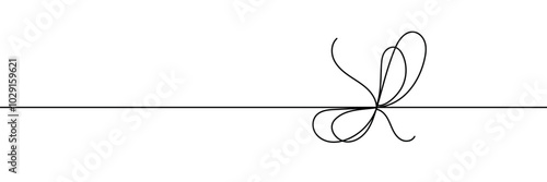 Continuous line drawing of decorative ribbon bow. editable line. Vector illustration.