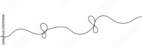 Continuous line drawing of decorative ribbon bow. editable line. Vector illustration.